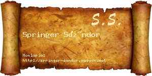 Springer Sándor névjegykártya
